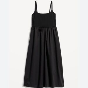 Old Navy Fit & Flare Combination Midi Dress in Black, M Tall NWOT
